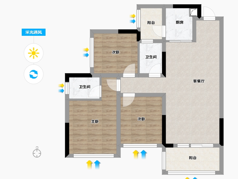 四川省-广安市-星辰壹号-80.00-户型库-采光通风