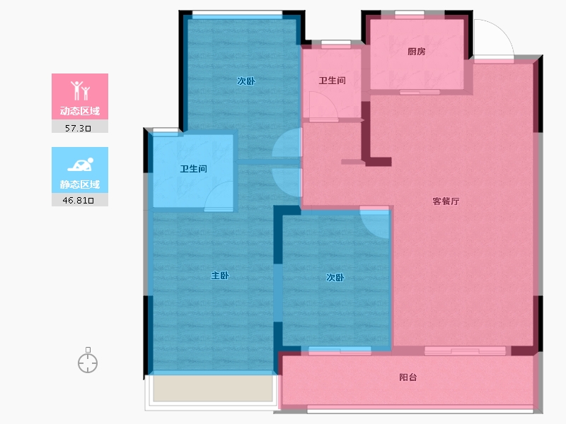 浙江省-温州市-新城瓯江湾-93.85-户型库-动静分区