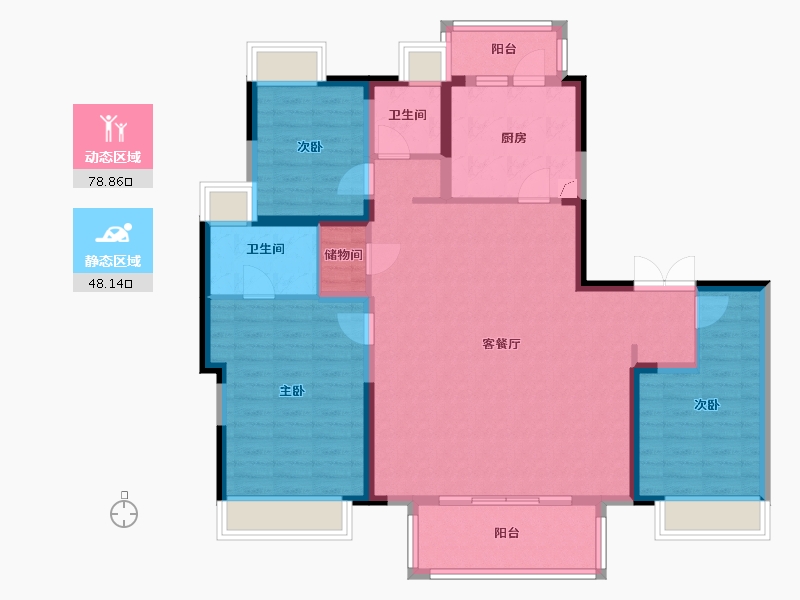 上海-上海市-保利·明明湖光-114.41-户型库-动静分区