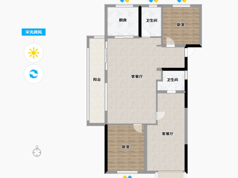 湖南省-长沙市-澳海望洲府-115.71-户型库-采光通风