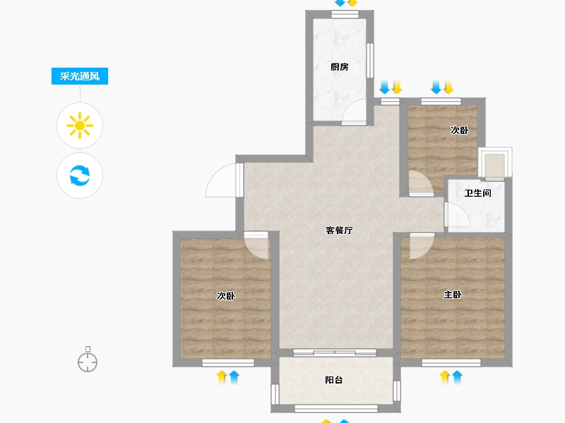 上海-上海市-颛桥·紫薇花园-76.05-户型库-采光通风