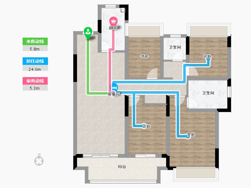 江苏省-常州市-晋陵和庭-107.20-户型库-动静线