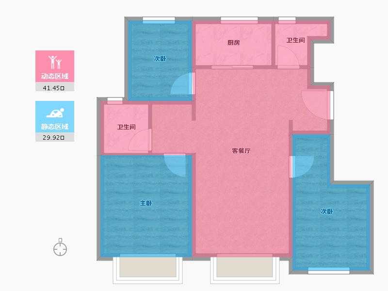 北京-北京市-万科翡翠山晓西麓-63.22-户型库-动静分区