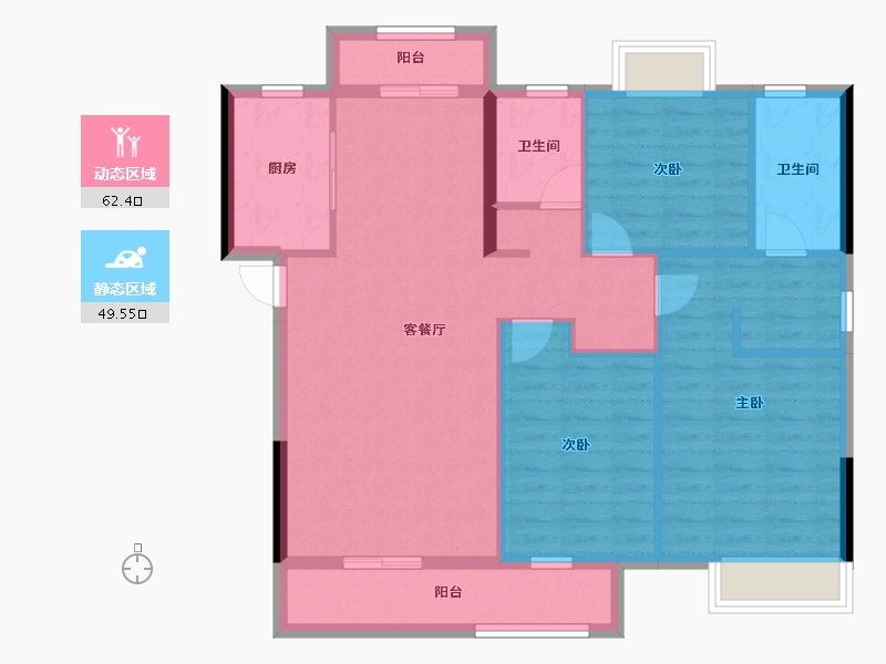 湖北省-武汉市-宝业星毓府-101.14-户型库-动静分区