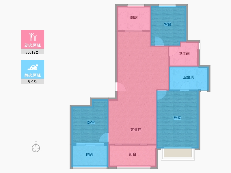 浙江省-宁波市-南寅钰府-95.20-户型库-动静分区