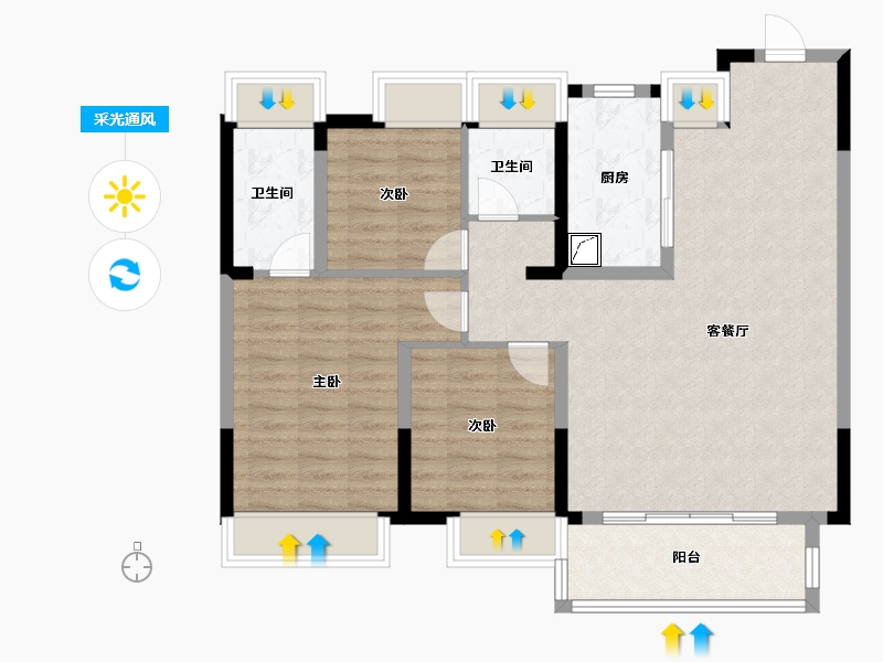 上海-上海市-保利·明明湖光-93.60-户型库-采光通风