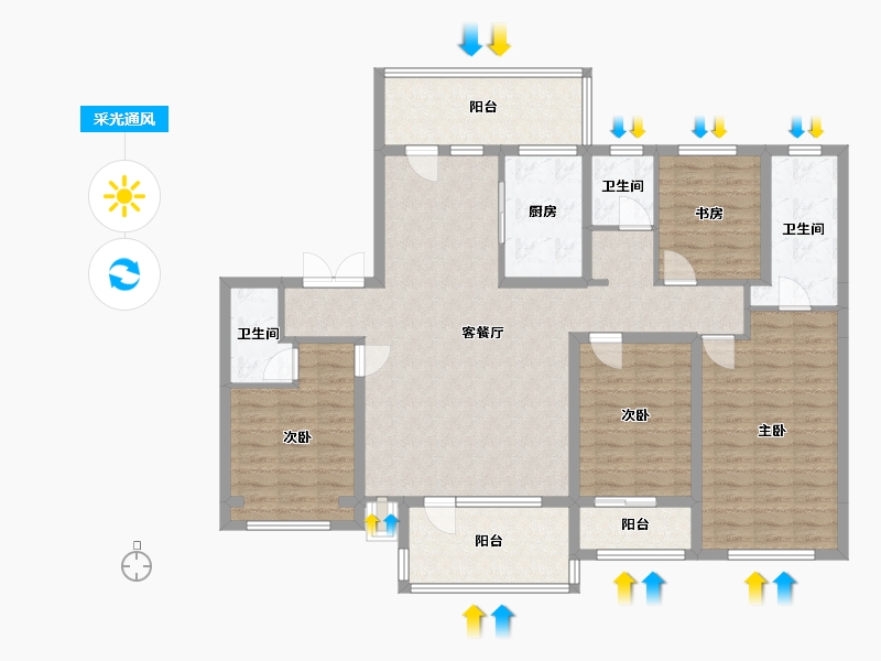 河北省-邢台市-悦湖公馆-126.00-户型库-采光通风