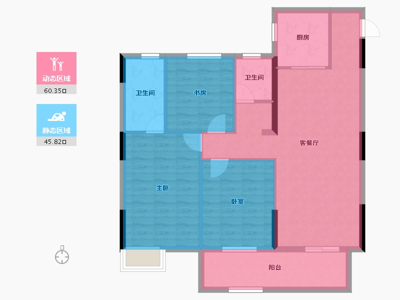 湖北省-武汉市-宝业星毓府-95.98-户型库-动静分区