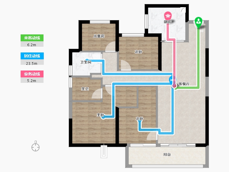 江苏省-苏州市-花桥中骏世界城-95.23-户型库-动静线