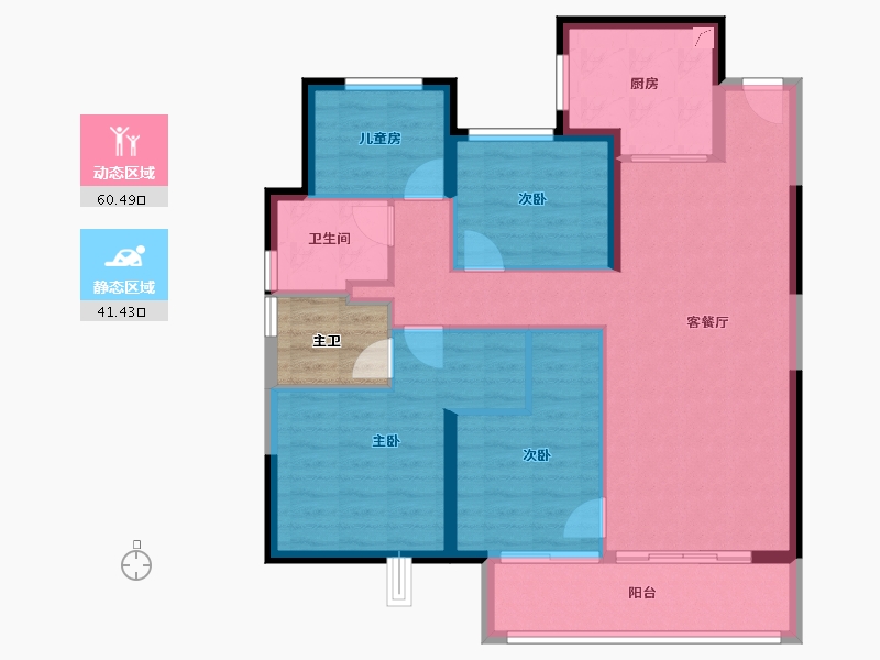 江苏省-苏州市-花桥中骏世界城-95.23-户型库-动静分区