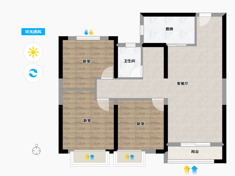 湖北省-武汉市-旭辉都会山-78.57-户型库-采光通风