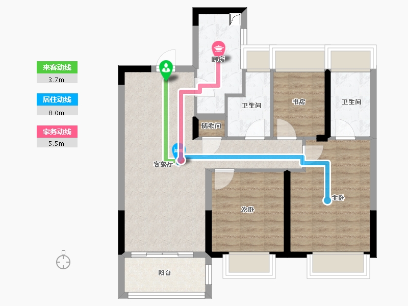 上海-上海市-保利·明明湖光-76.80-户型库-动静线