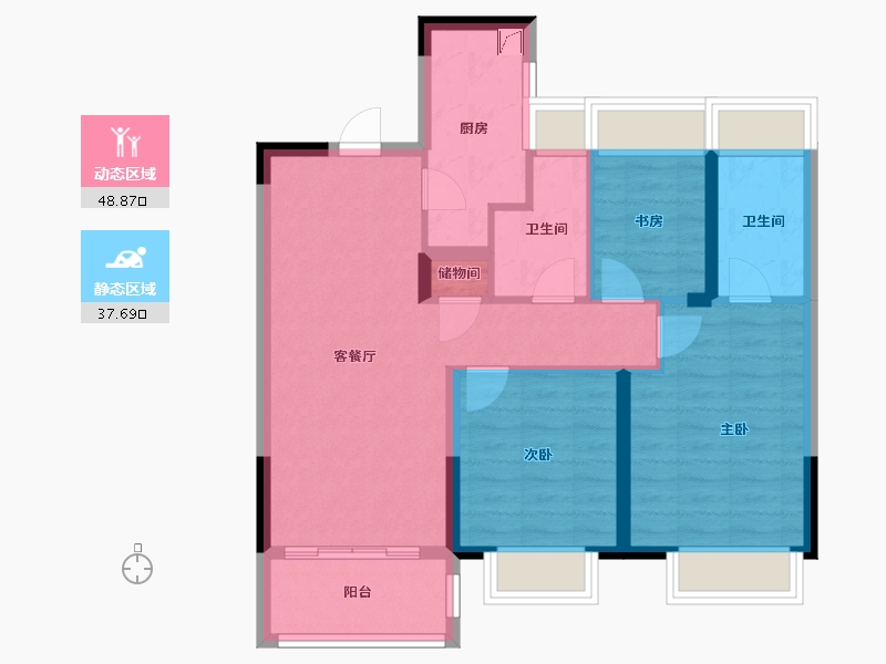 上海-上海市-保利·明明湖光-76.80-户型库-动静分区