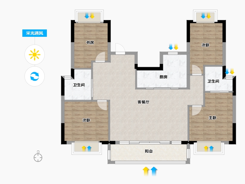 上海-上海市-万科·西郊都会-108.00-户型库-采光通风