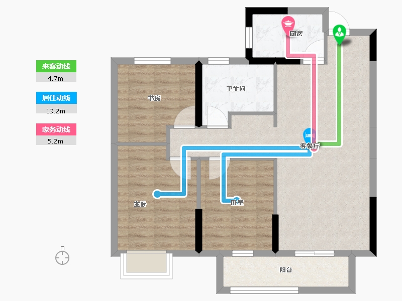 湖北省-武汉市-宝业星毓府-76.95-户型库-动静线