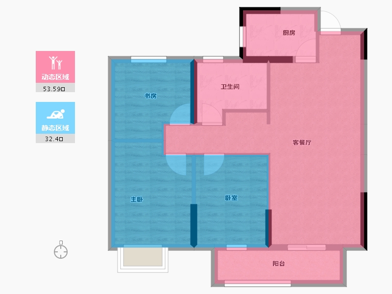 湖北省-武汉市-宝业星毓府-76.95-户型库-动静分区