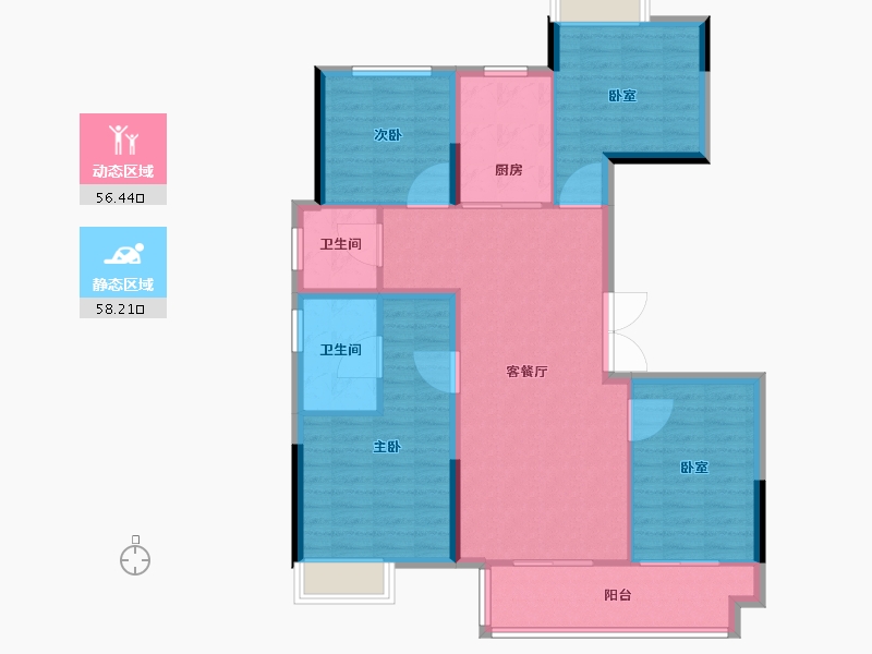 湖南省-长沙市-金辉优步星樾-104.01-户型库-动静分区