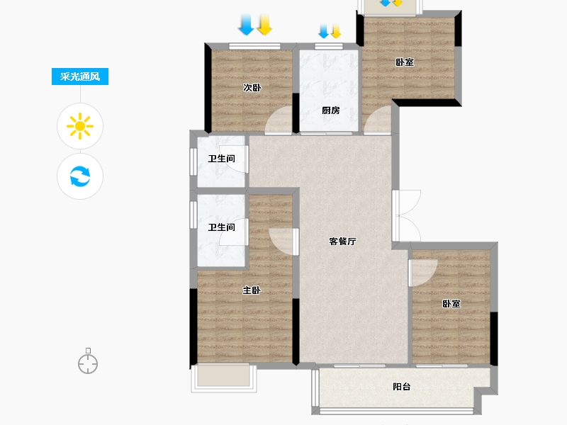 湖南省-长沙市-金辉优步星樾-104.01-户型库-采光通风