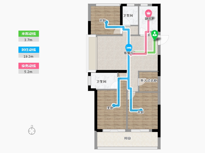 浙江省-温州市-德信新希望江屿云庄-87.34-户型库-动静线