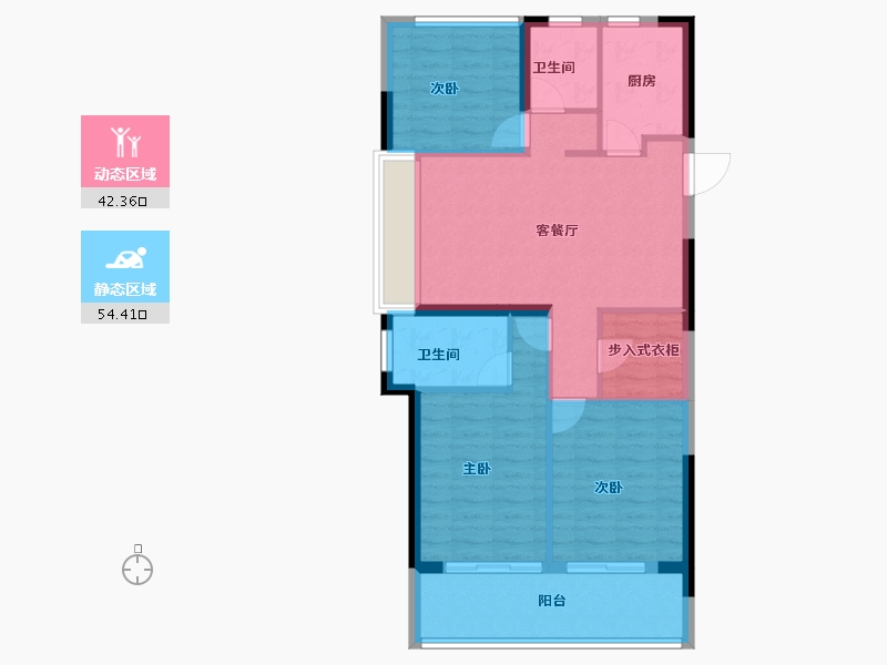 浙江省-温州市-德信新希望江屿云庄-87.34-户型库-动静分区