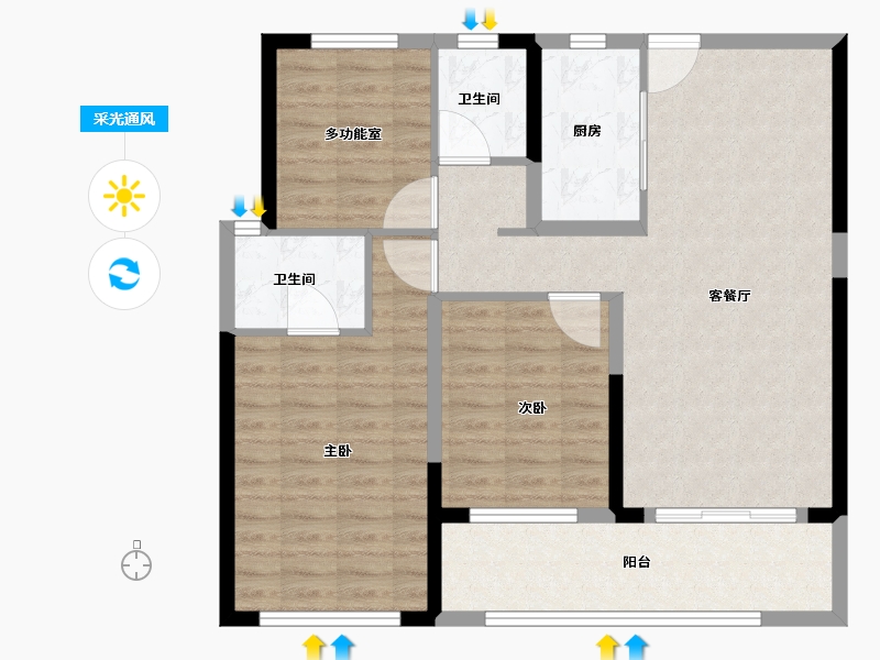 湖南省-长沙市-新力铂园-93.26-户型库-采光通风