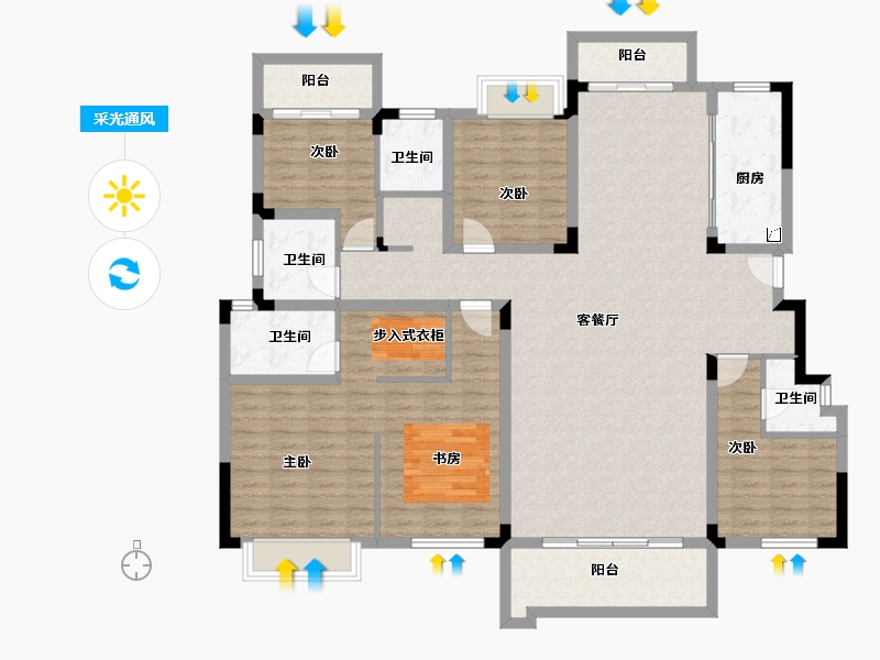 湖南省-长沙市-江山帝景-156.90-户型库-采光通风