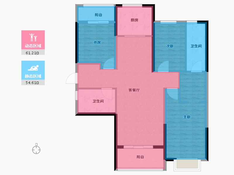 湖北省-武汉市-武汉城建汉樾台-104.00-户型库-动静分区