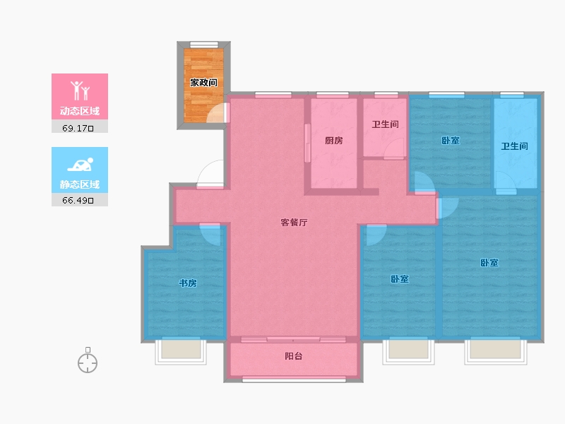 天津-天津市-京能·雍清丽苑二期-126.74-户型库-动静分区