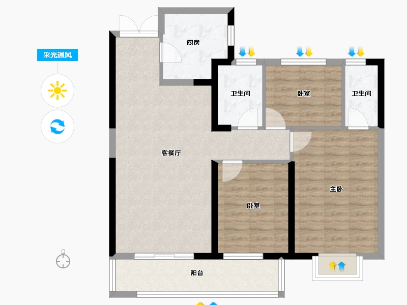 湖北省-武汉市-城投联投江南岸-87.00-户型库-采光通风