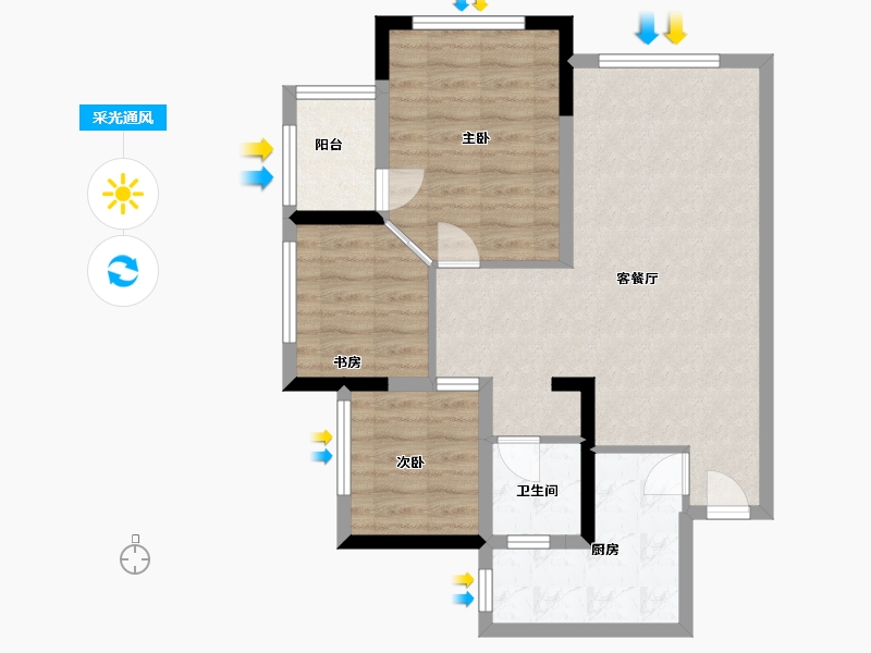 四川省-内江市-凯利翡翠园4期-69.50-户型库-采光通风