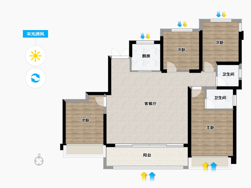 浙江省-温州市-新宏地金钰华庭-112.77-户型库-采光通风