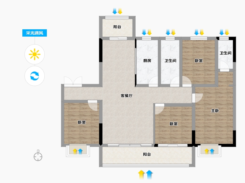 湖南省-长沙市-澳海望洲府-121.65-户型库-采光通风