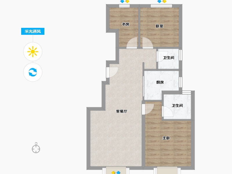 天津-天津市-津港城-64.90-户型库-采光通风