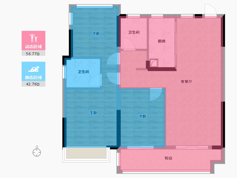 安徽省-合肥市-华盛和睦府-89.60-户型库-动静分区