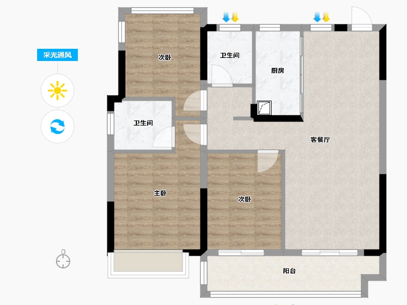 安徽省-合肥市-华盛和睦府-89.60-户型库-采光通风