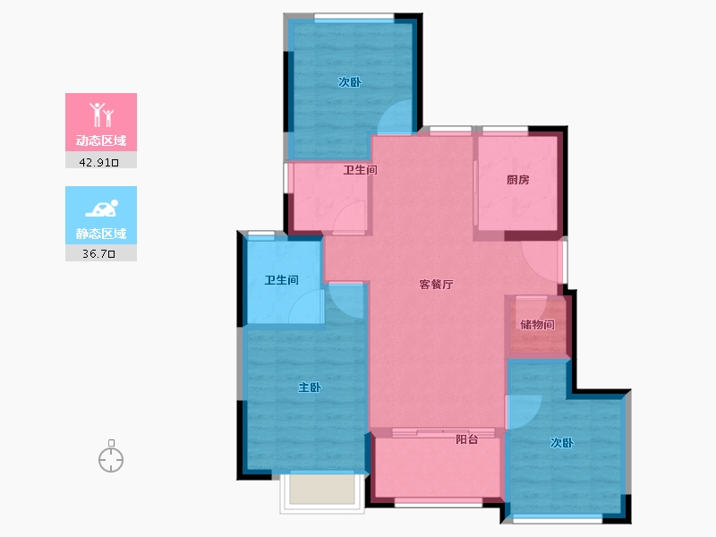 福建省-厦门市-建发缦玥长滩-71.20-户型库-动静分区