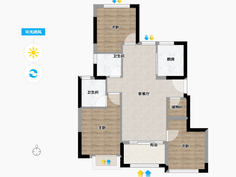 福建省-厦门市-建发缦玥长滩-71.20-户型库-采光通风