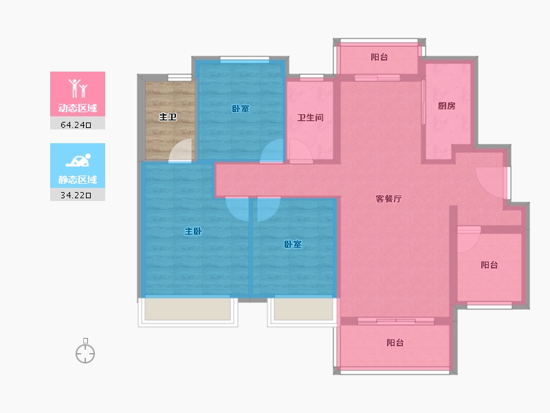 广东省-佛山市-中骏雍景台-92.63-户型库-动静分区