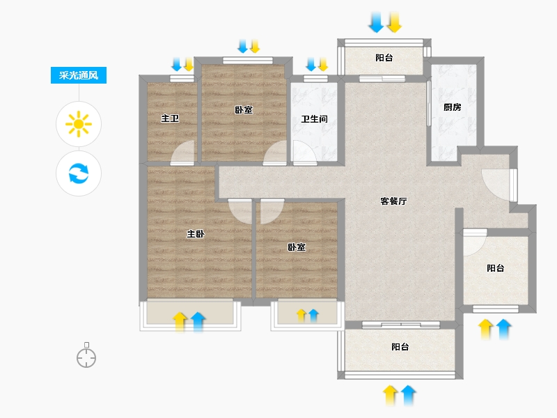 广东省-佛山市-中骏雍景台-92.63-户型库-采光通风