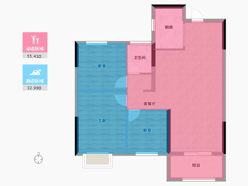 湖南省-长沙市-恒泰芙蓉悦府-80.00-户型库-动静分区