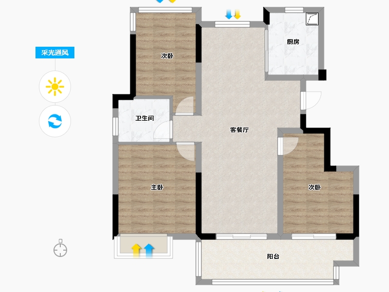 安徽省-合肥市-华盛和睦府-89.59-户型库-采光通风