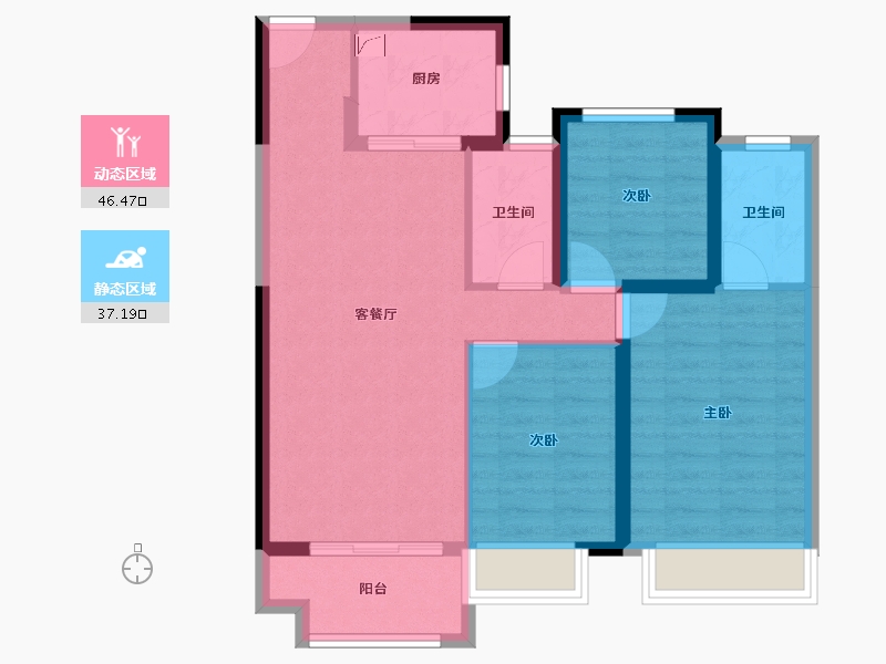 湖南省-长沙市-中海阅麓山-74.40-户型库-动静分区