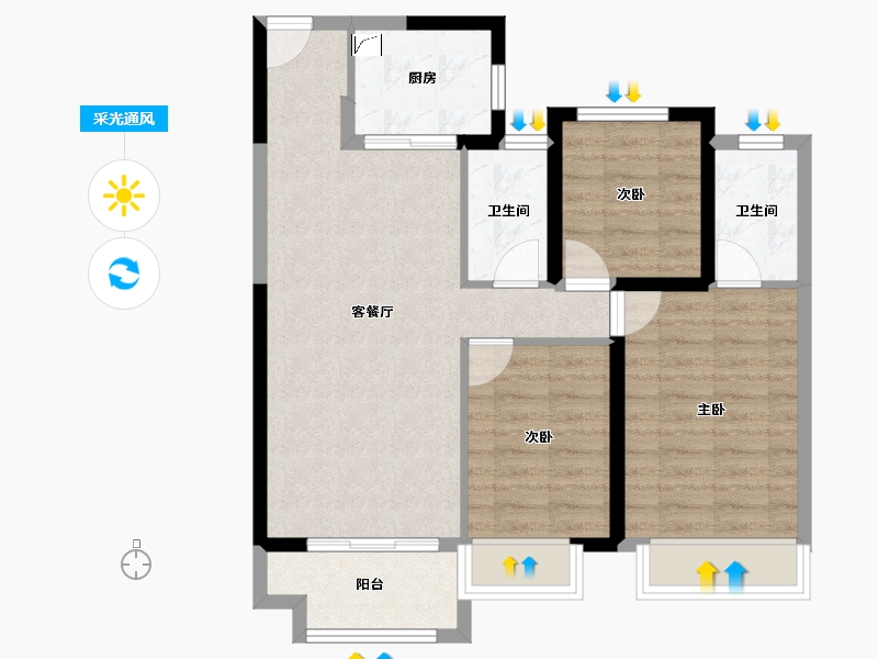 湖南省-长沙市-中海阅麓山-74.40-户型库-采光通风