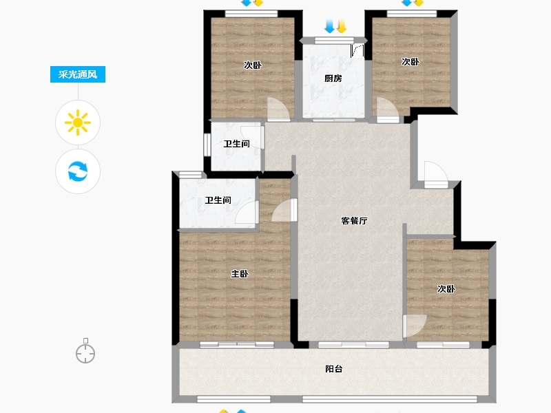 安徽省-合肥市-伟星玖都荟-111.00-户型库-采光通风