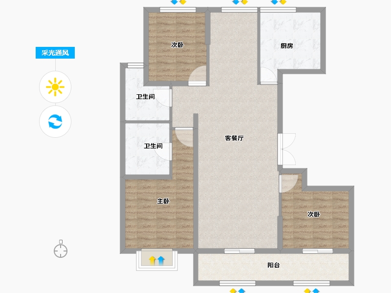 江苏省-苏州市-九龙仓逅湾雅苑​-109.60-户型库-采光通风