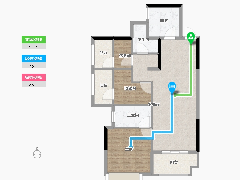 湖南省-长沙市-金科景朝集美星宸-81.20-户型库-动静线