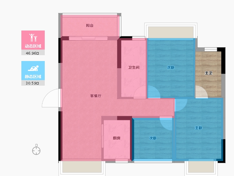 广东省-佛山市-圣桦璟轩-73.78-户型库-动静分区