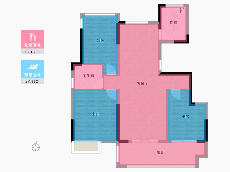 安徽省-合肥市-华盛和睦府-88.59-户型库-动静分区