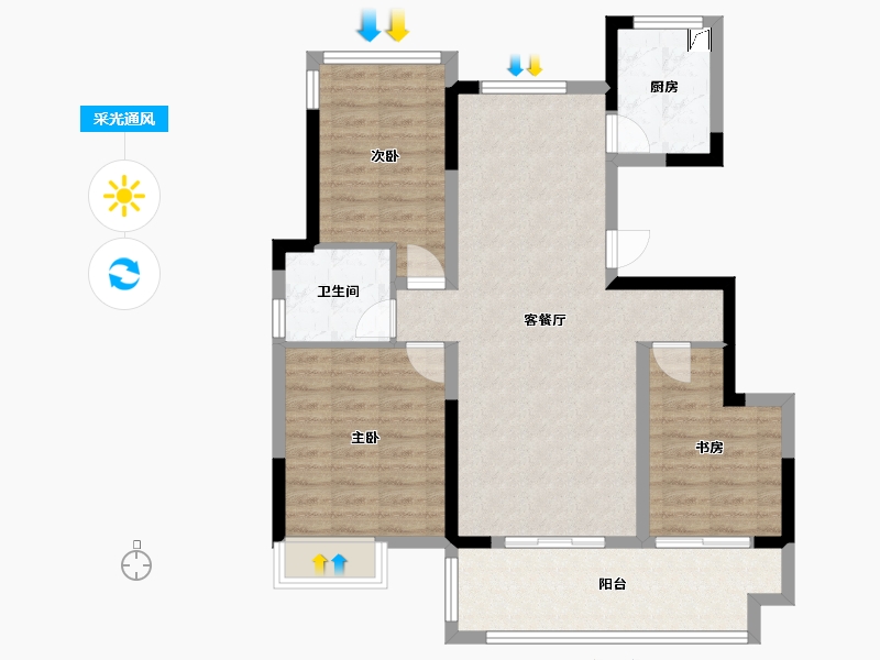 安徽省-合肥市-华盛和睦府-88.59-户型库-采光通风