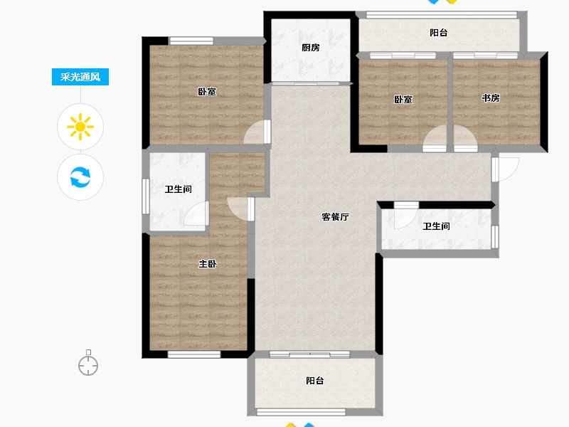 湖南省-长沙市-澳海望洲府-110.05-户型库-采光通风